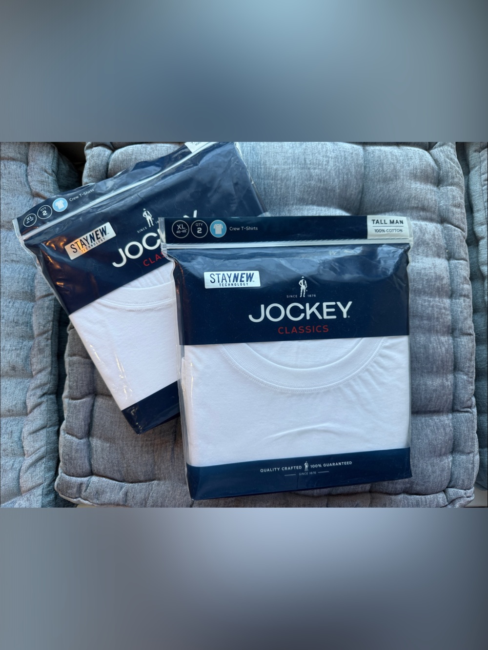 Jockey White Crew Neck Undershirts - 2 Pack XL Tall 4 tee shirts total